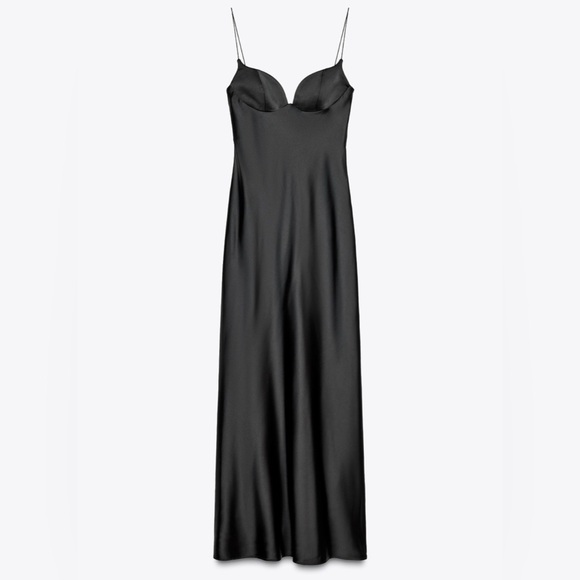 Nwt- Zara- long satin effect dress- M - Picture 2 of 7